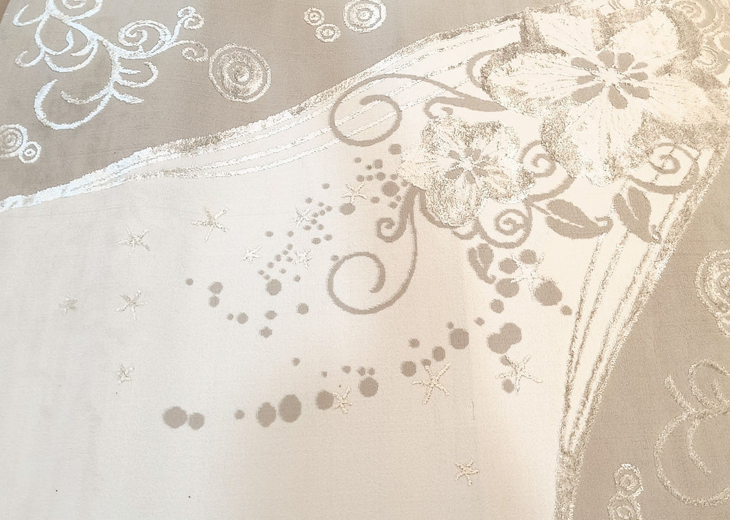 Alfombra Floral Estrellas Beige Marfil – Diseño Premium 150x200 cm