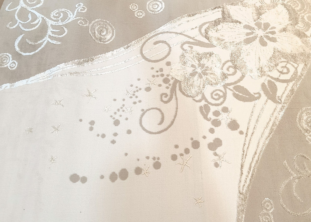 Alfombra Floral Estrellas Beige Marfil – Diseño Premium 150x200 cm