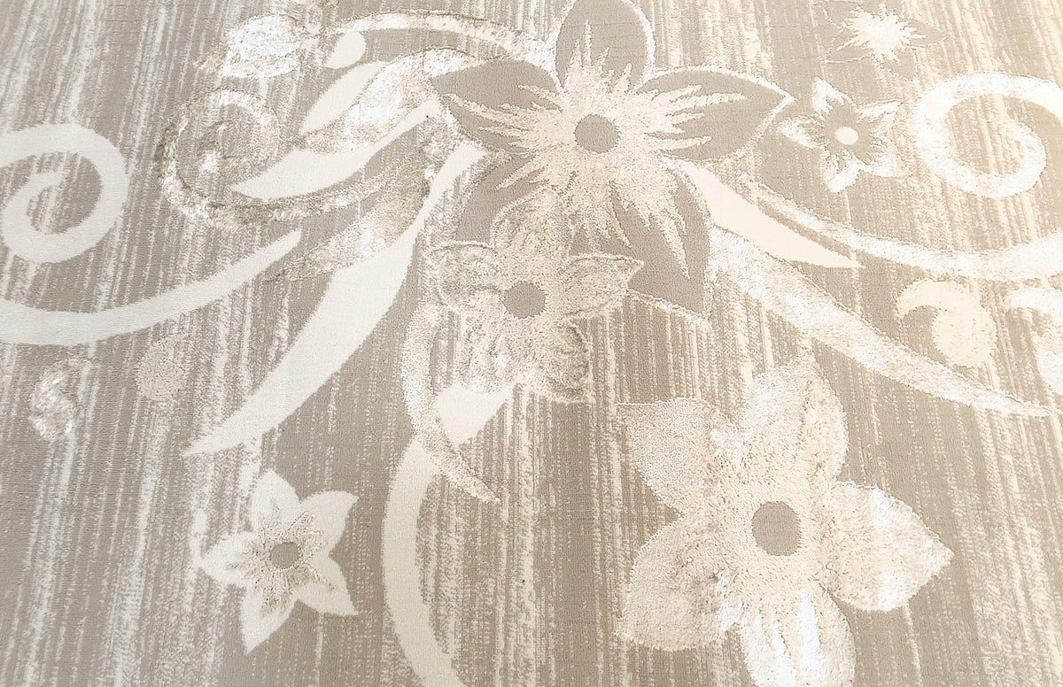 Alfombra Floral Beige Marfil – Diseño Clásico Elegante 150x200 cm