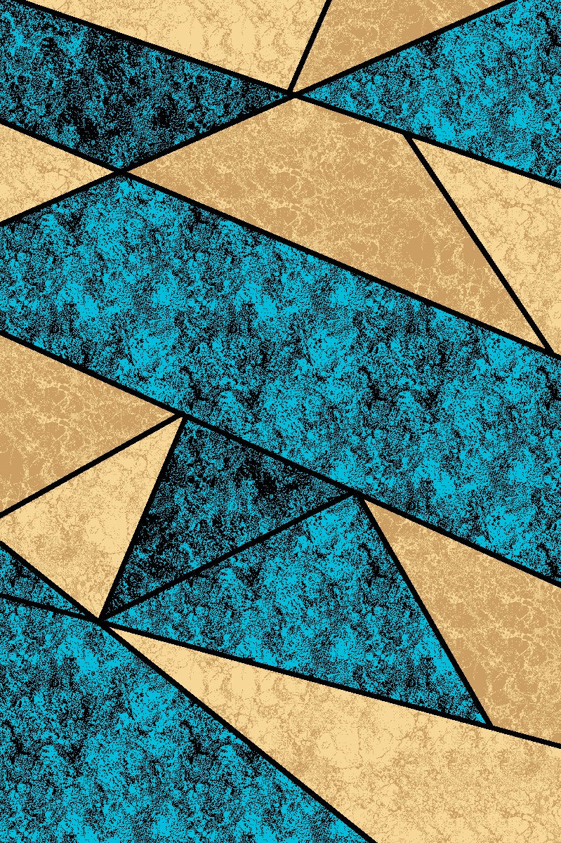 Alfombra Geométrica Turquesa y Beige | Diseño Premium / Made in Turkey