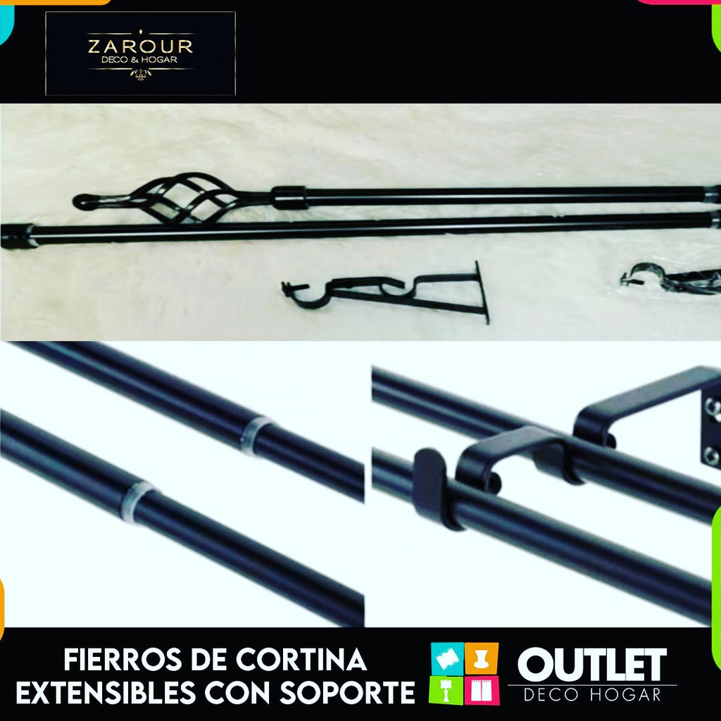 Fierros de Cortina Doble Extensible con Kit de Instalación
