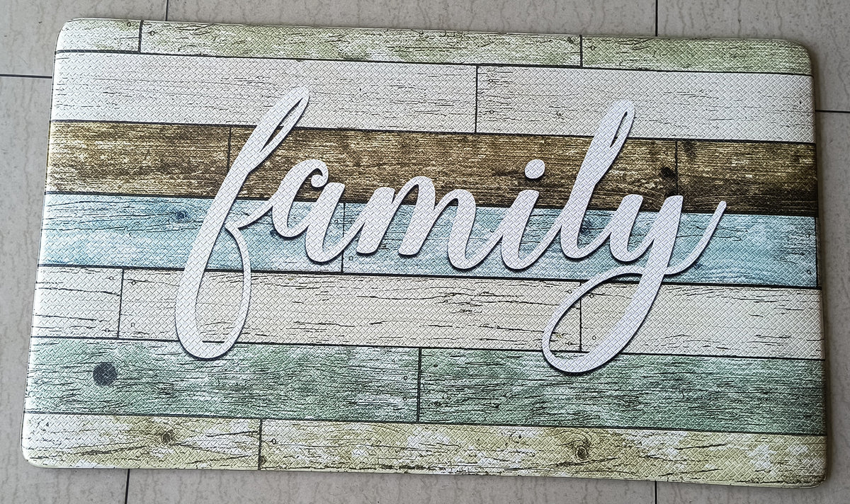Tapete Antifatiga “Family” – Diseño Rústico Multicolor Memory Foam