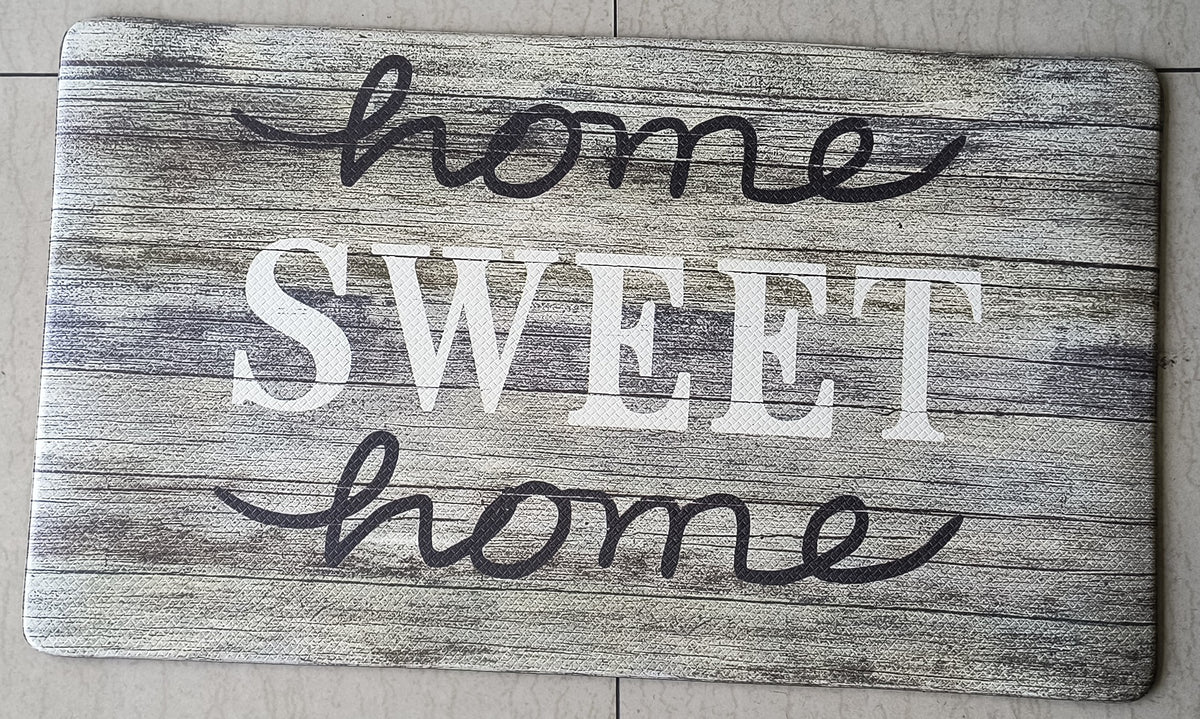 Tapete Antifatiga “Home Sweet Home” – Estilo Rústico Gris Memory Foam