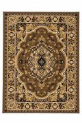 Alfombra Persa Café y Beige | Diseño Oriental Medallón / Made in Turkey