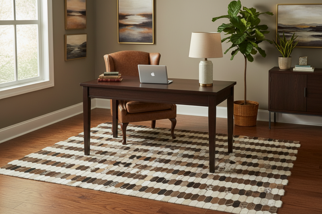 Alfombra de cuero patchwork - home office