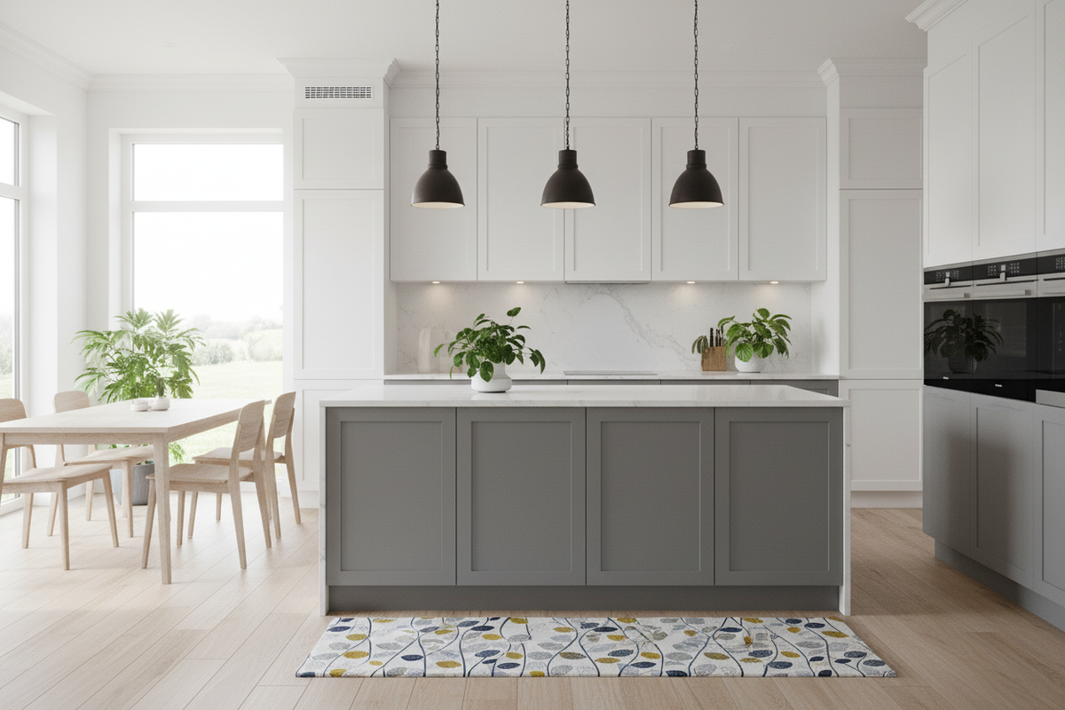 Alfombra vinílica en cocina contemporánea