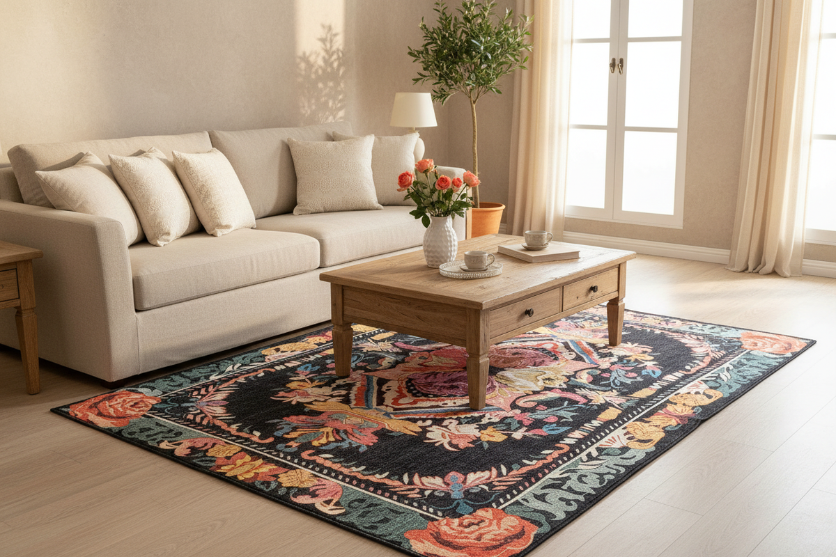 Alfombra floral medallón 160x240 – ambiente living