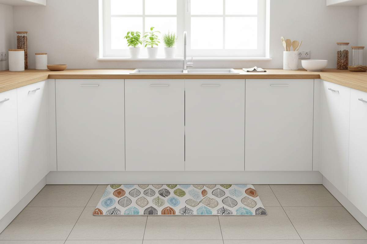 Mat hojas multicolor en cocina moderna