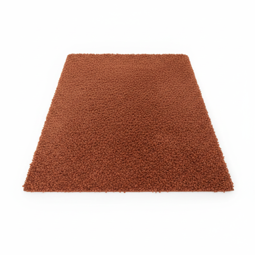 Alfombra Shaggy Doral Terracota fondo blanco