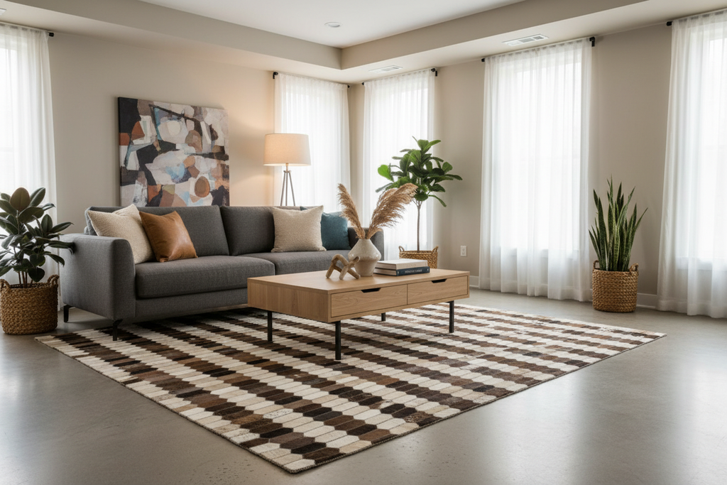 Alfombra de cuero patchwork - living room