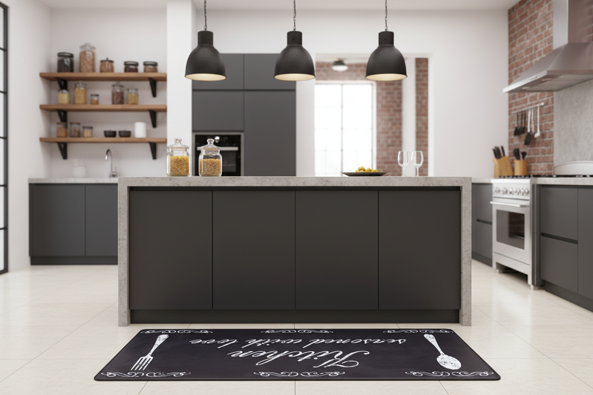 Mat chalkboard en cocina industrial moderna