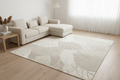 Alfombra hojas en living minimalista