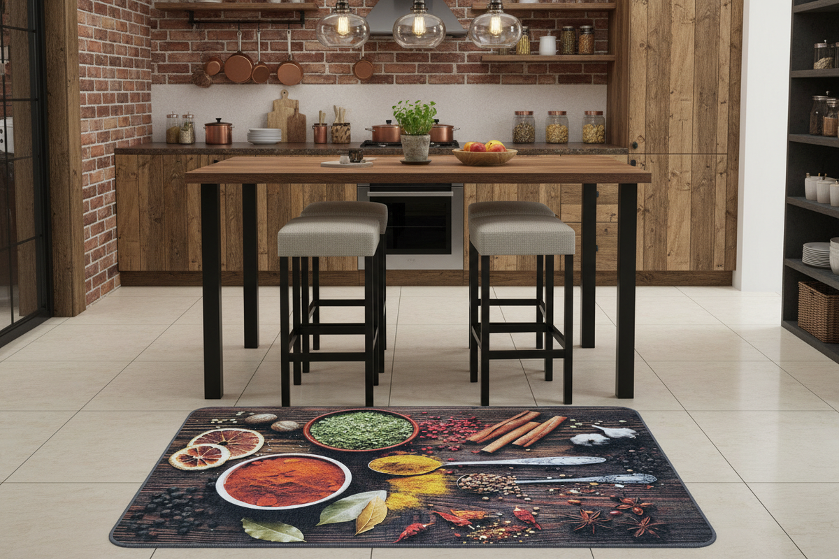 Alfombra cocina especias - ambiente isla desayunador