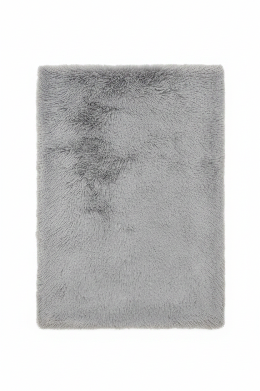 Bajada de cama símil piel gris fondo blanco