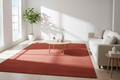 Alfombra rojo ladrillo en salón escandinavo moderno